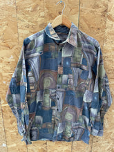 Vintage 90s Faded purple Abstract Grungy Print Long Sleeve Ugly Shirt - Size L